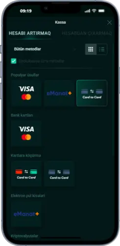 Pinco tətbiqi – vəsait çıxarma üsulları (Visa, MasterCard, Kapital Bank və eManat)