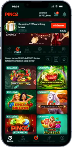 Pinco slotlar ekranı – eksklüziv oyun kataloqu və bonuslar